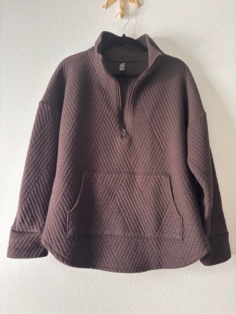 GAP Quilted Half-Zip Pullover Sweater - Brown